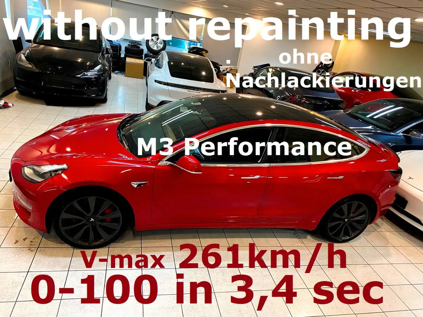 Tesla Model 3 Performance Allrad+Top Zustand Rot - 1