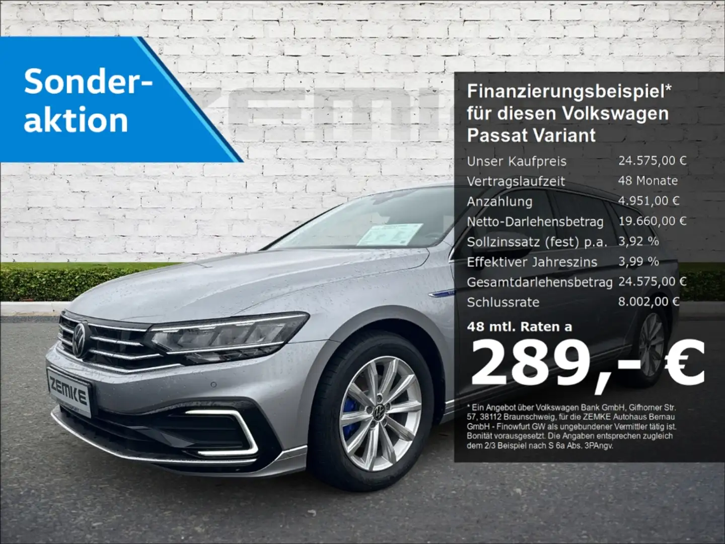 Volkswagen Passat Variant GTE 1.4 TSI DSG Hybrid 3,99% StandHZG Navi Leder L Argent - 1