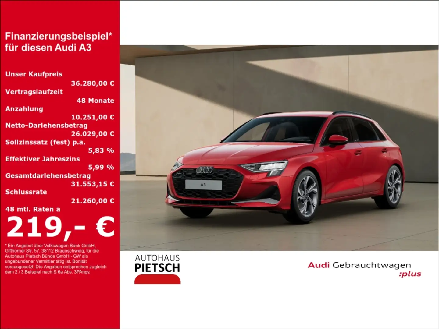 Audi A3 Sportback 30 TFSI S line AHK LED ACC Rot - 1