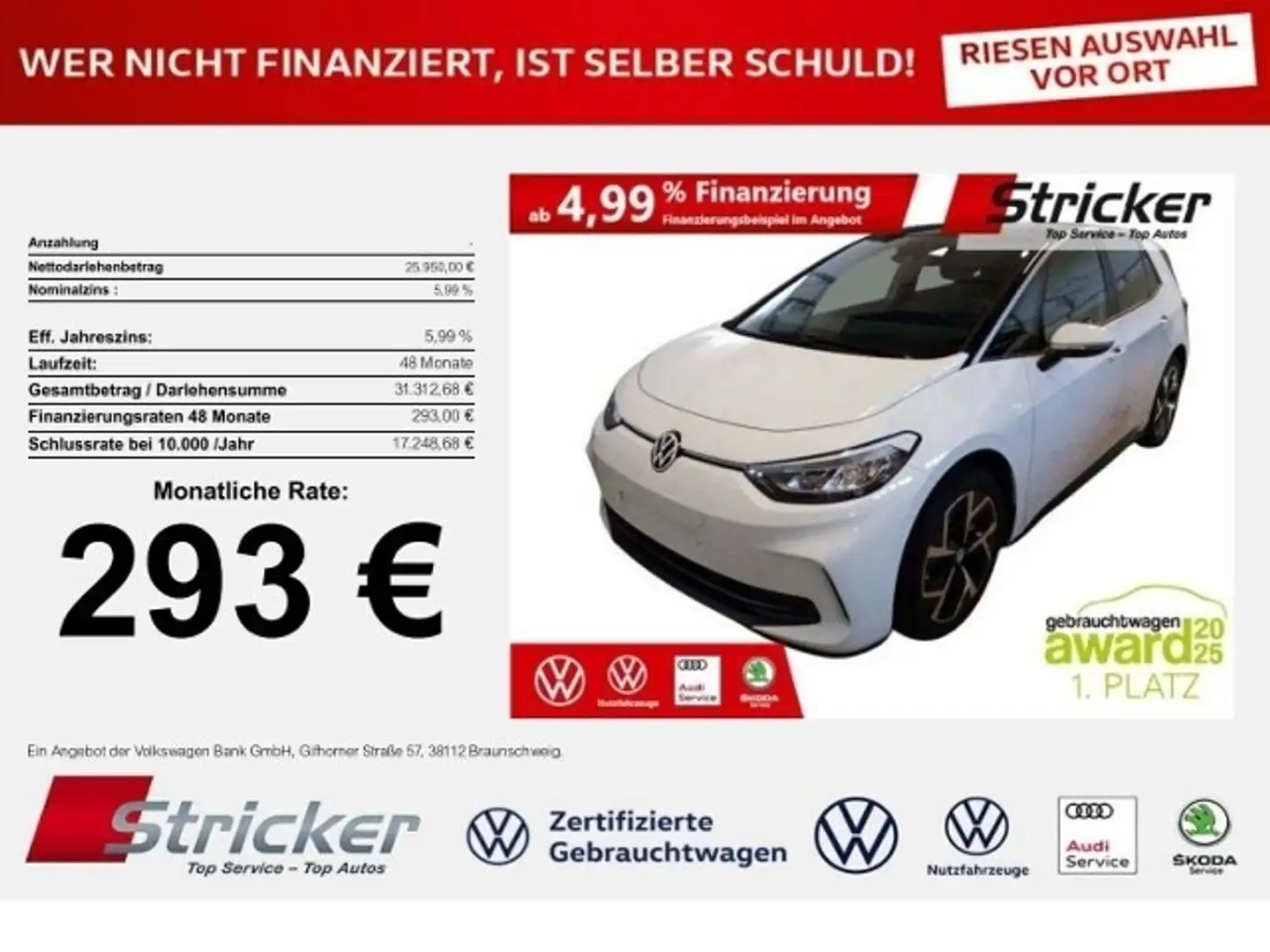 Volkswagen ID.3 Pro 150/58 293,-ohne Anzahlung ACC Kamera Weiß - 1
