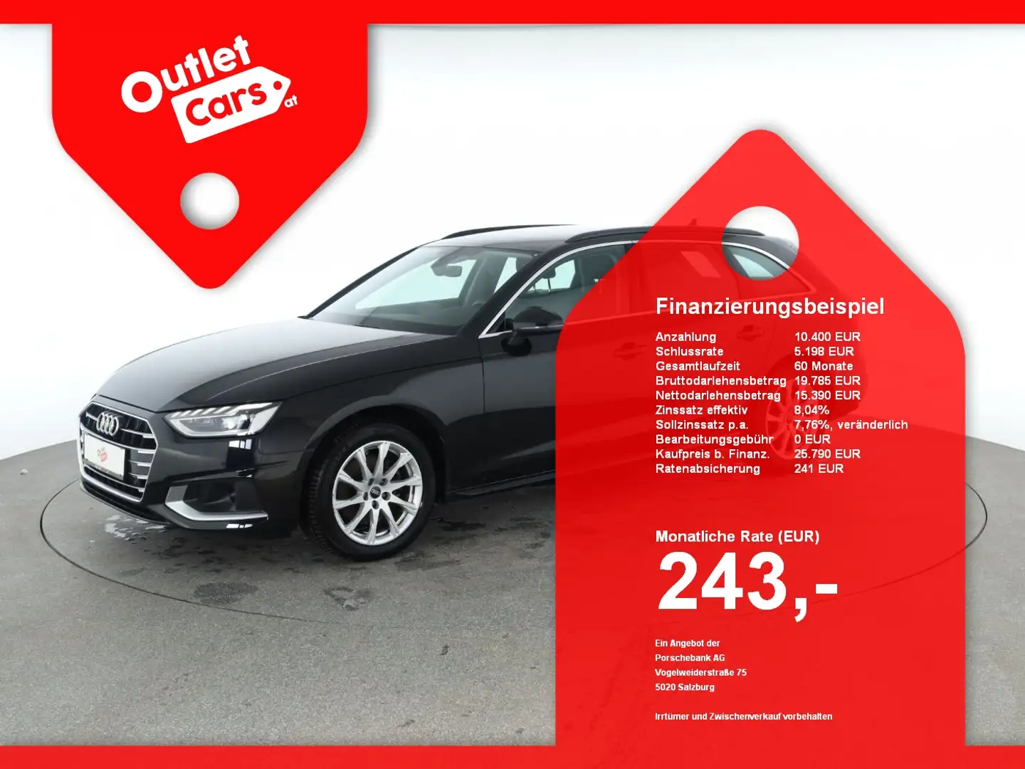 Audi A4 Avant 30 2.0 TDI advanced LED+NAVI+RFK+LM+PDC Schwarz - 1