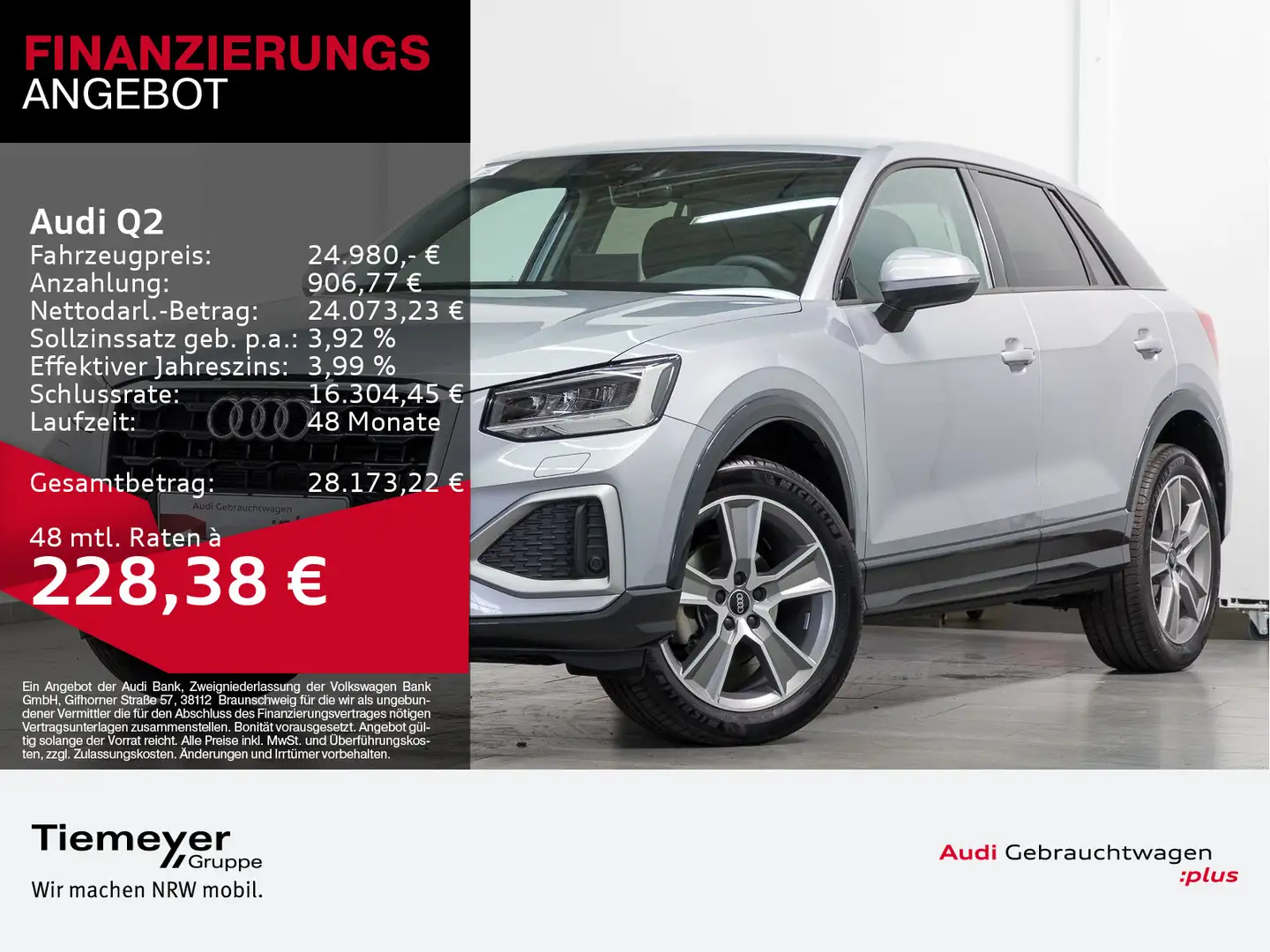 Audi Q2 30 TFSI ADVANCED STHZG LM18 NAVI AHK Silber - 1