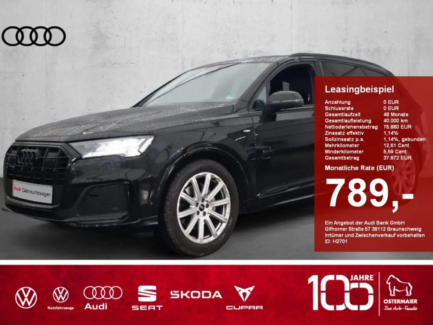 Audi Q7 S-LINE 50 TDI 286PS NP:104tEUR AHK.PANO.ACC.MATRIX Schwarz - 1