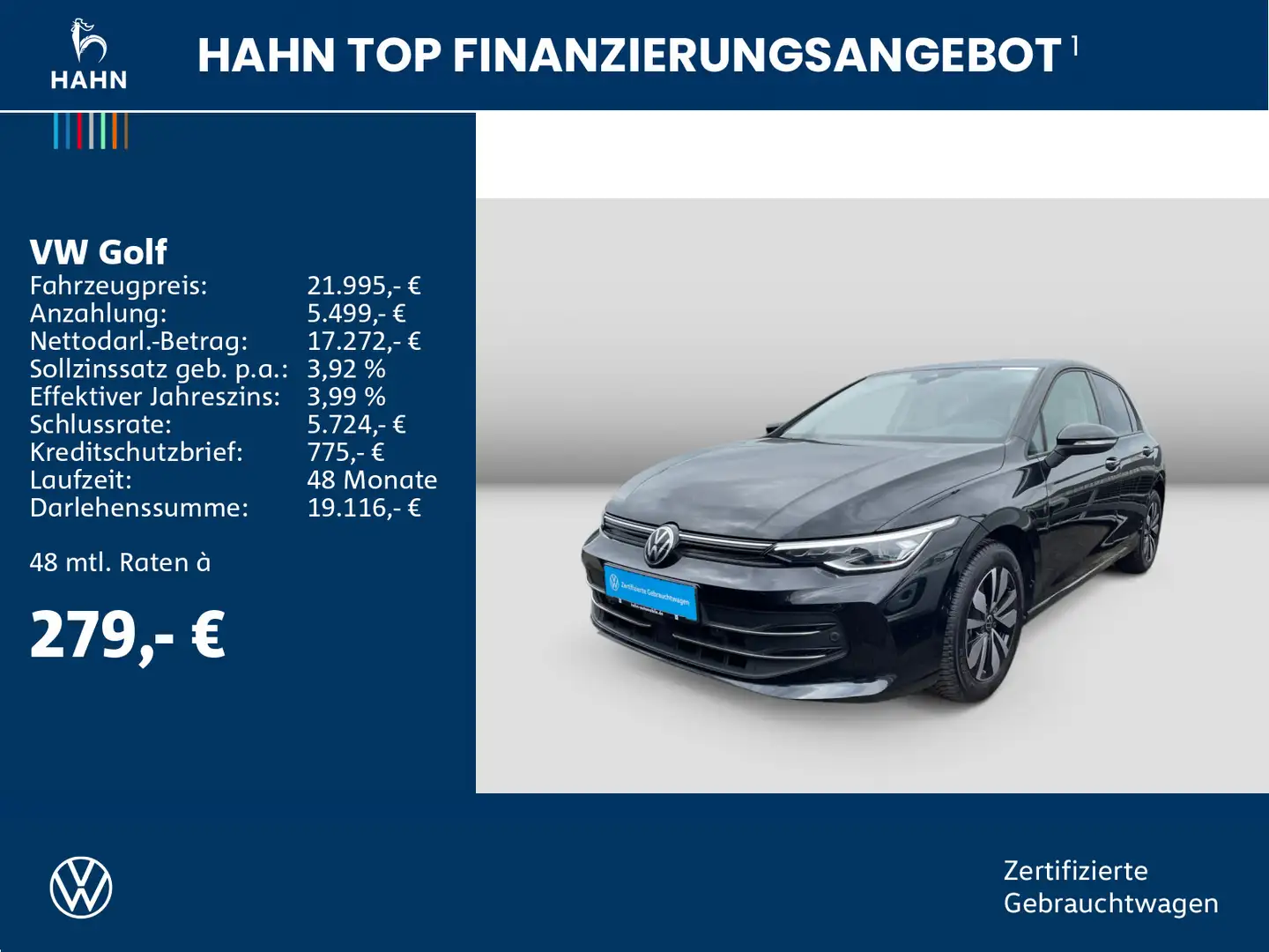Volkswagen Golf VIII Goal 1.5TSI AHK LED Navi Spurh ACC PDC Noir - 2