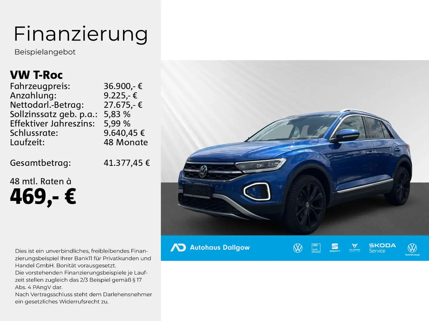 Volkswagen T-Roc Style 2.0 l TDI 150 PS DSG+ PDC+ LED+ Nav+ Blau - 2