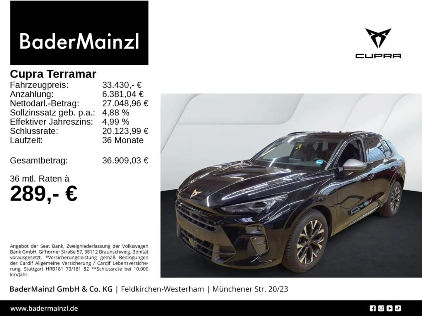 CUPRA Terramar 1.5 eTSI DSG HUD 360° Memory ACC Navi Schwarz - 1