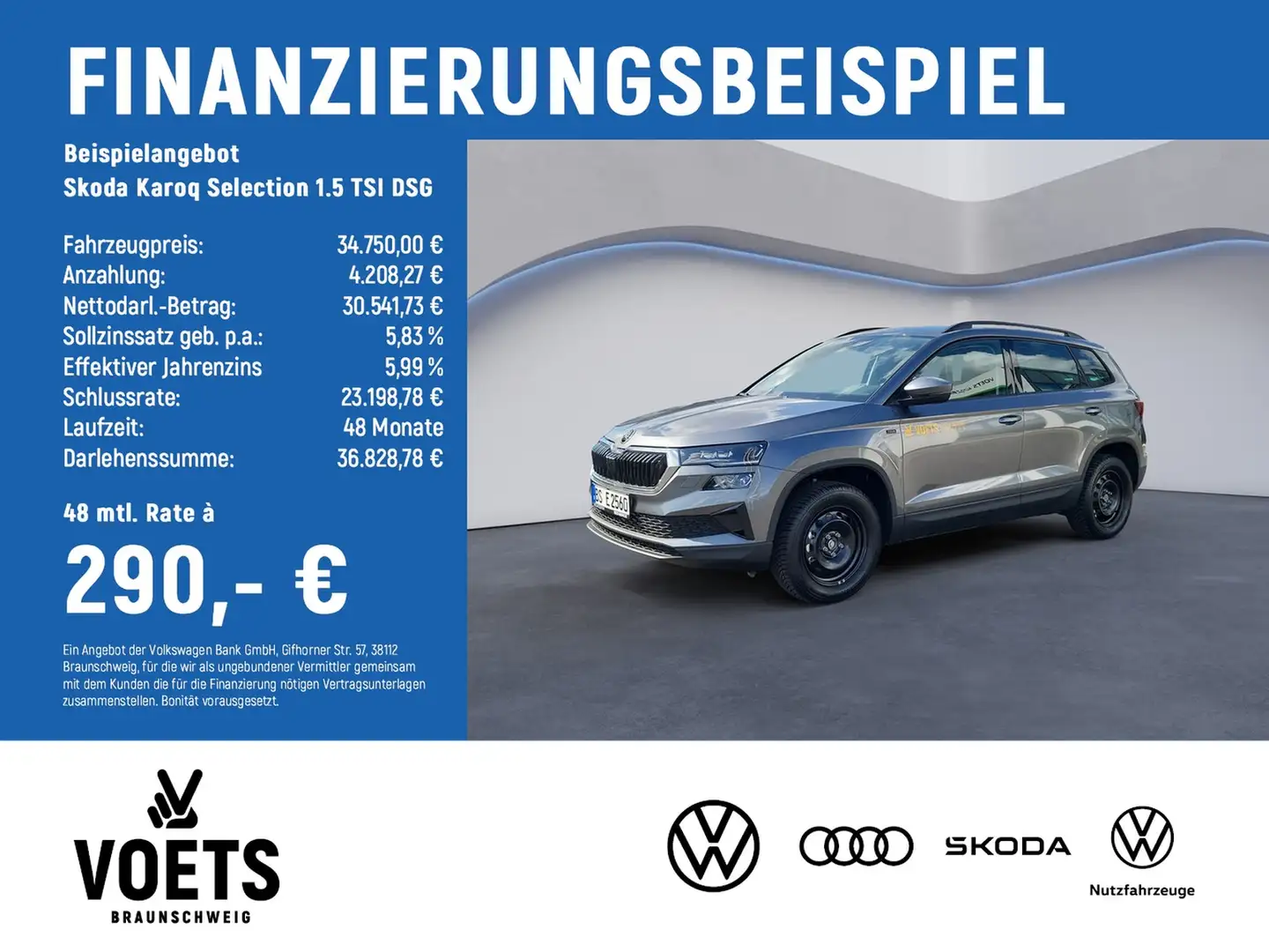 Skoda Karoq Selection 1.5 TSI DSG FrontAssist+Keyless Grau - 2
