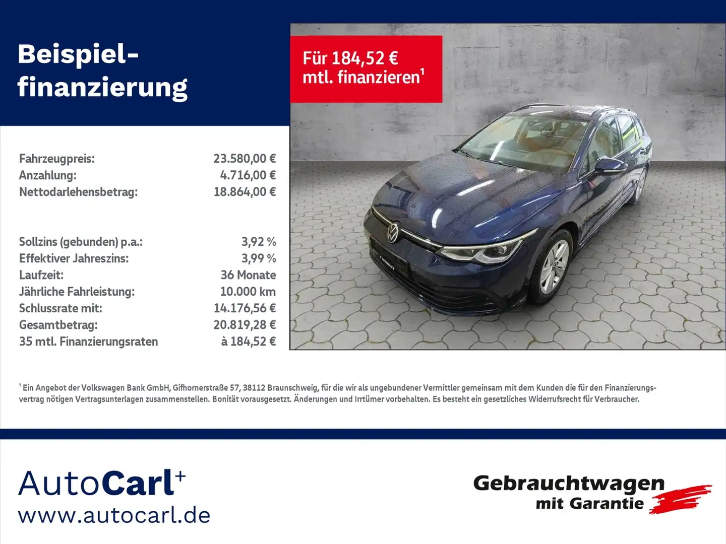 Volkswagen Golf Variant VIII Variant Life 1.5 eTSI DSG BusinessPrem. KLIM Bleu - 1