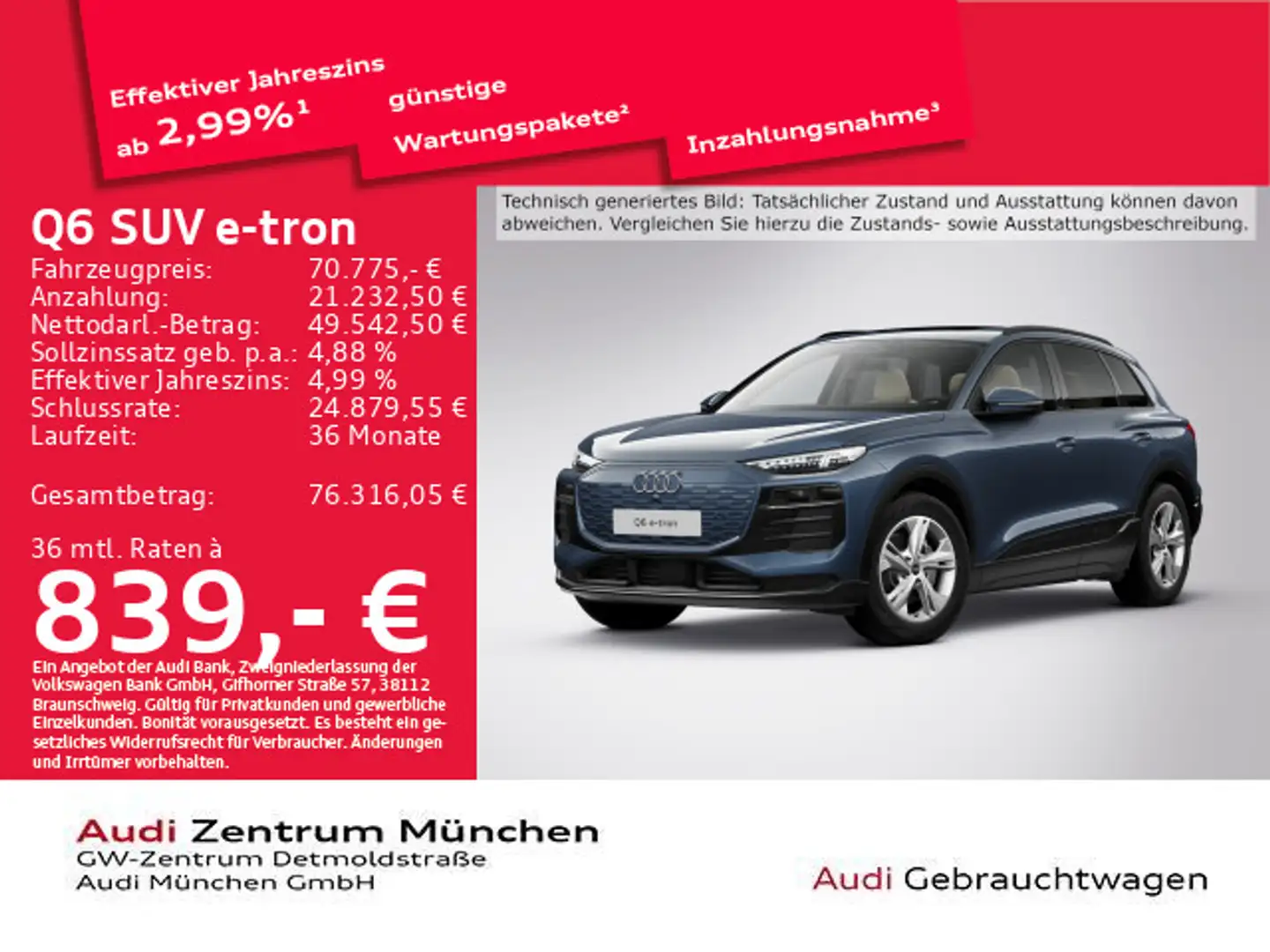 Audi Sonstige Q6 e-tron qu. Pano/LuftFed/Virtual/Navi+ Blau - 1