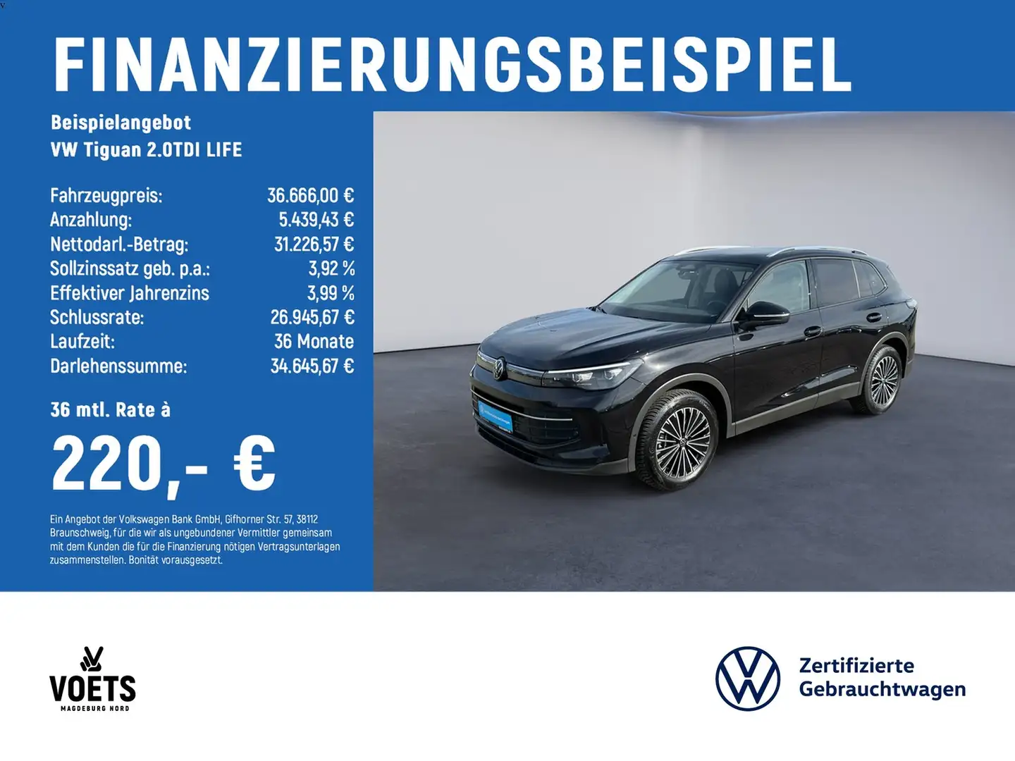 Volkswagen Tiguan 2.0TDI LIFE LED+AHK+Navi+Sitzhzg. Negro - 2