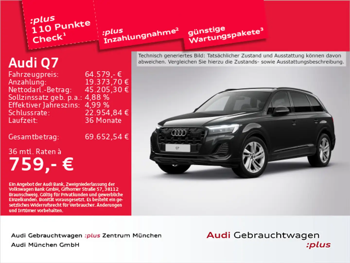 Audi Q7 45 TDI qu. tiptr. 7-Sitzer/Matrix/Virtual+/AC Schwarz - 1