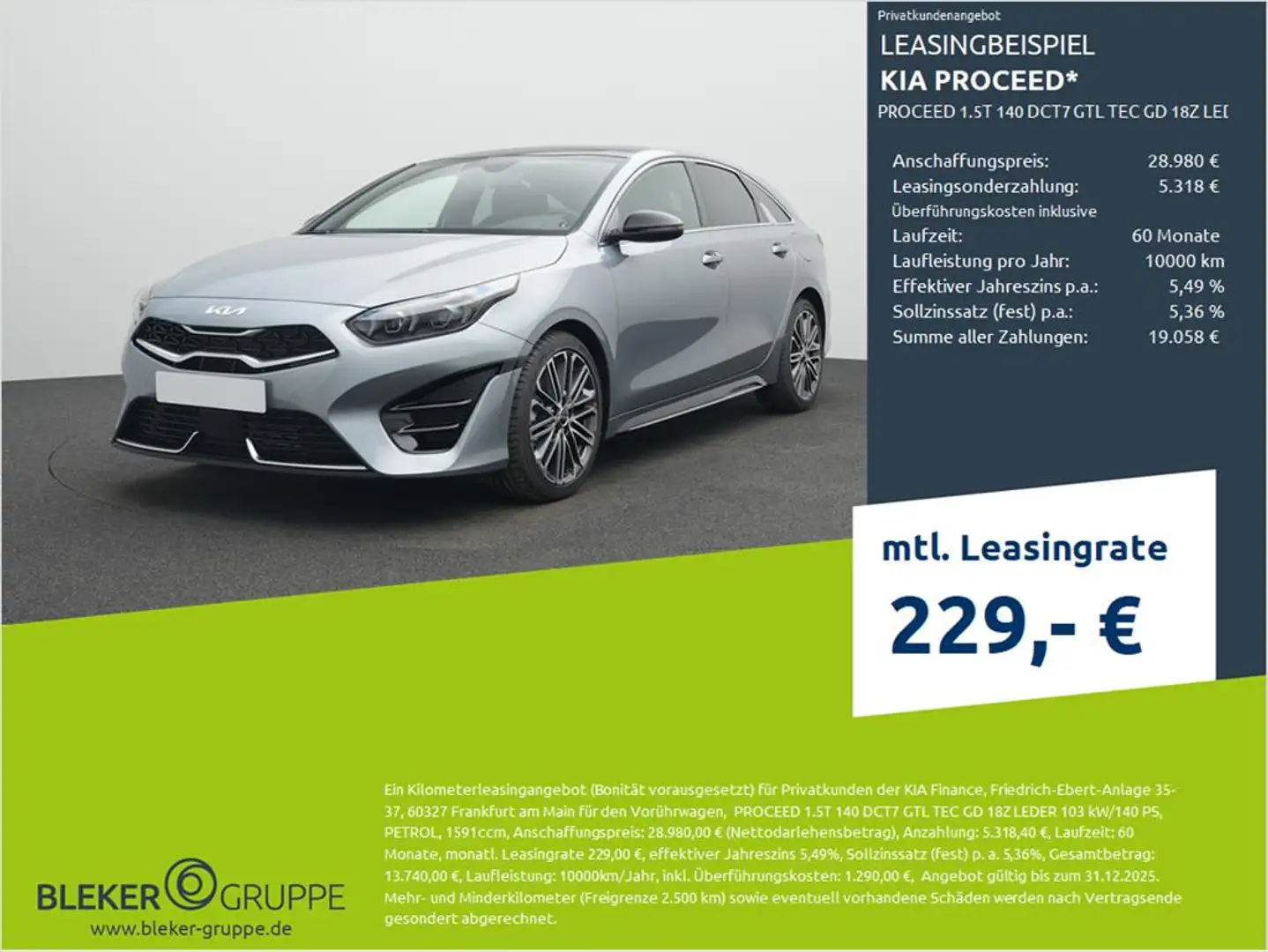 Kia ProCeed / pro_cee'd PROCEED 1.5T 140 DCT7 GTL TEC GD 18Z LEDER Silber - 1