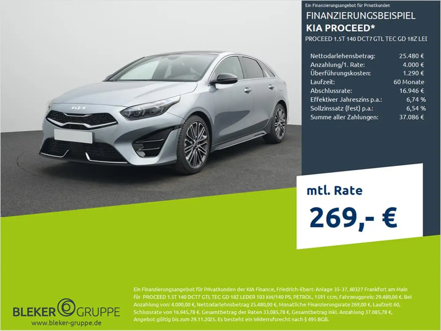 Kia ProCeed / pro_cee'd PROCEED 1.5T 140 DCT7 GTL TEC GD 18Z LEDER Argent - 1