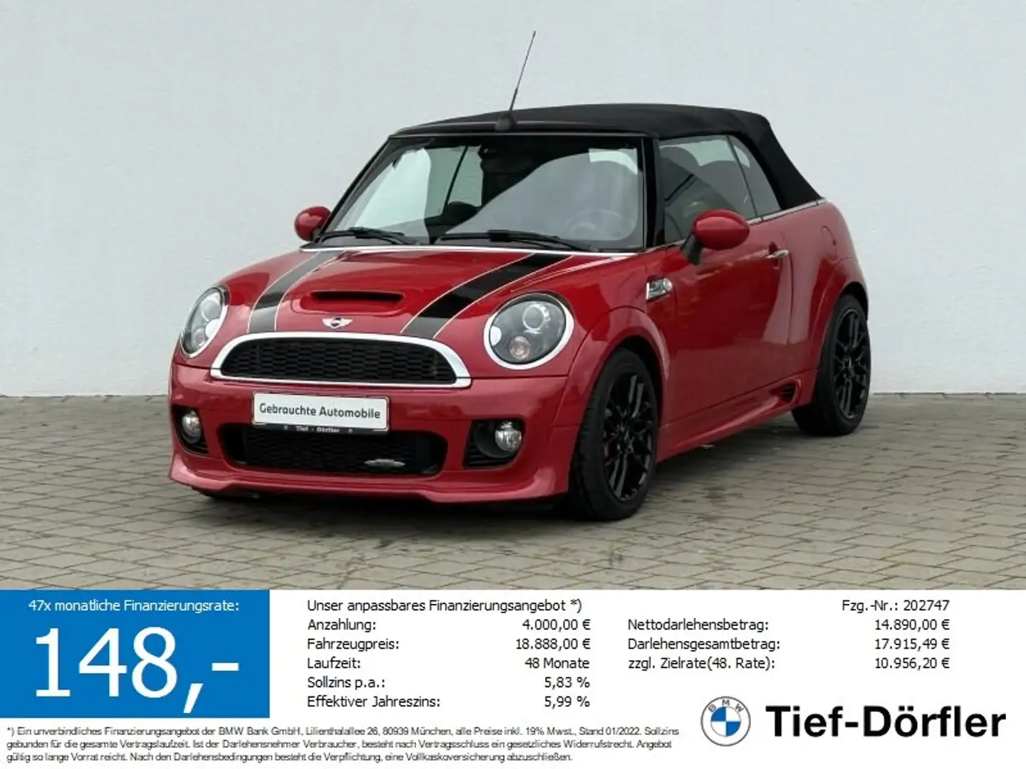 MINI Cooper Cabrio JCW Cabrio NAVI/BlueMusik/XENON/SH Rot - 1