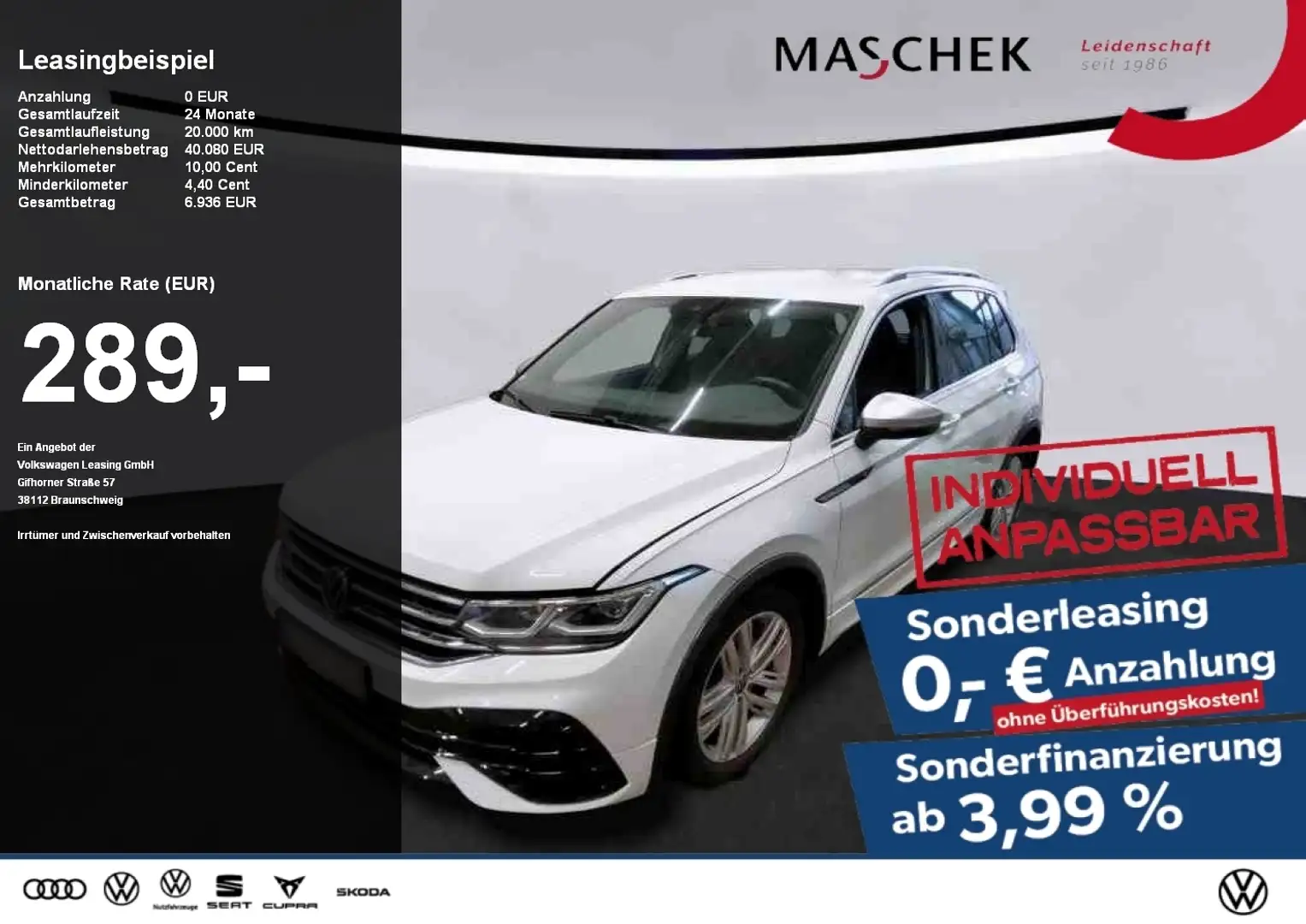 Volkswagen Tiguan R 2.0 TSI Sonderleasing DCC Rear View Matrix ACC Weiß - 1