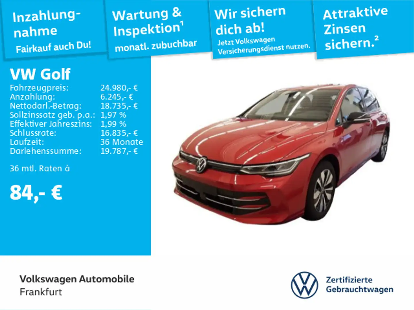 Volkswagen Golf VIII 2.0 TDI Goal FrontAssist LED DAB+ Rot - 1
