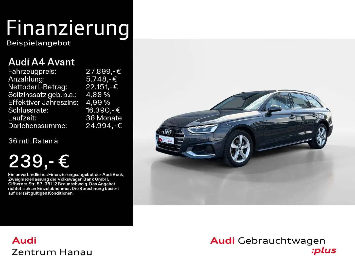 Audi A4 35 TDI S tronic ADVANCED *LED*NAVI*AHK* Gris - 1