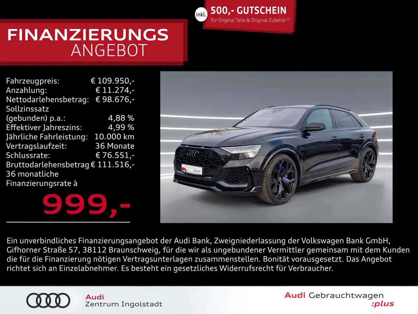 Audi RS Q8 HD-MATRIX Keramik Pano 305km/h RS-AGA 23" Schwarz - 1