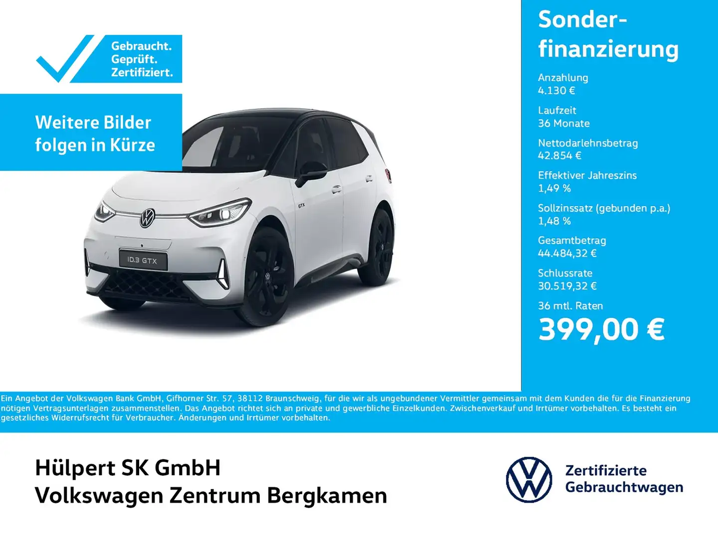Volkswagen ID.3 GTX PERFORMANCE WÄRMEPUMPE 360°CAM ACC LM20 Weiß - 1