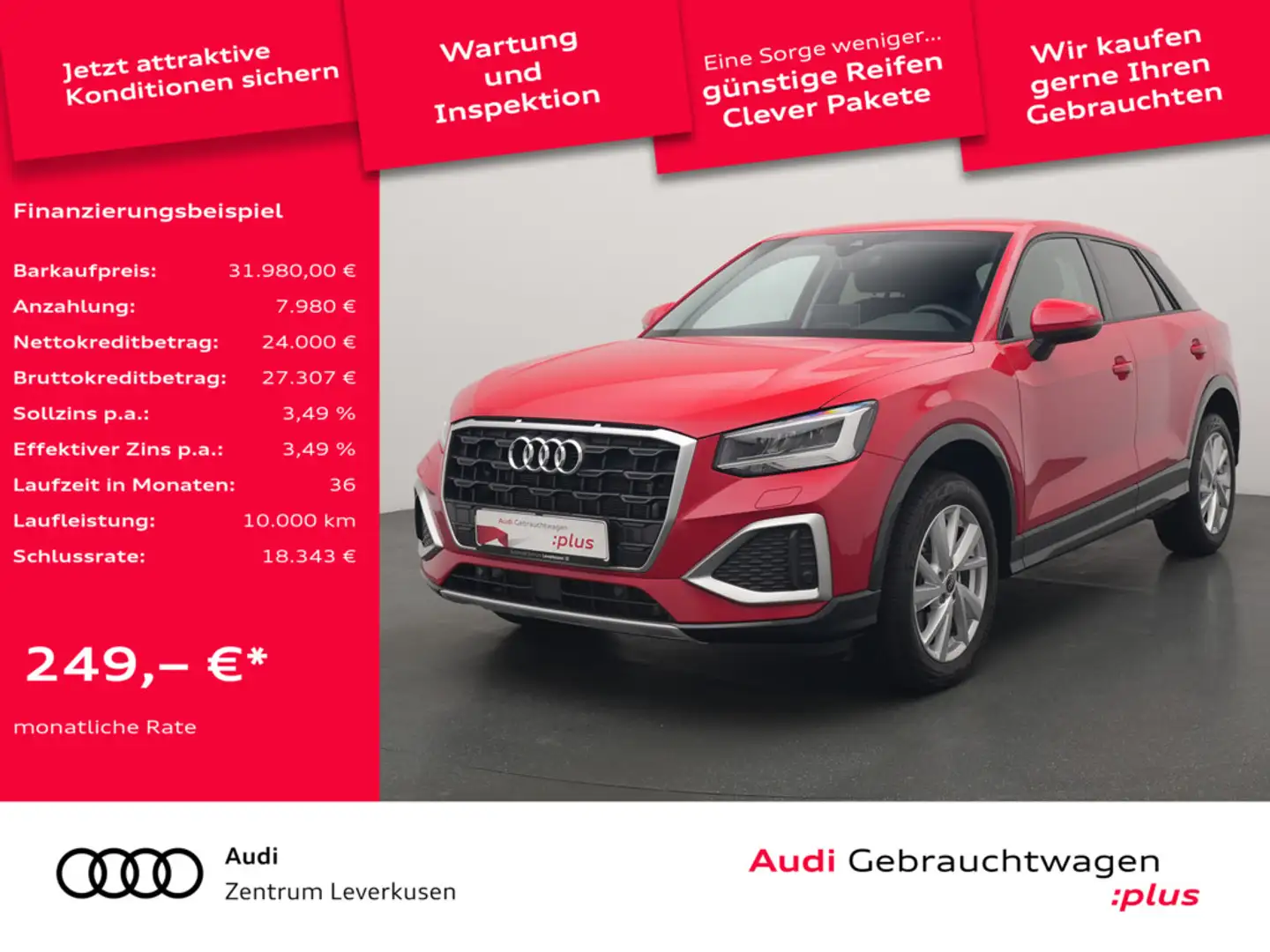 Audi Q2 advanced S-TRON AHK VIRT LEDER SHZ PORT NA Rot - 1