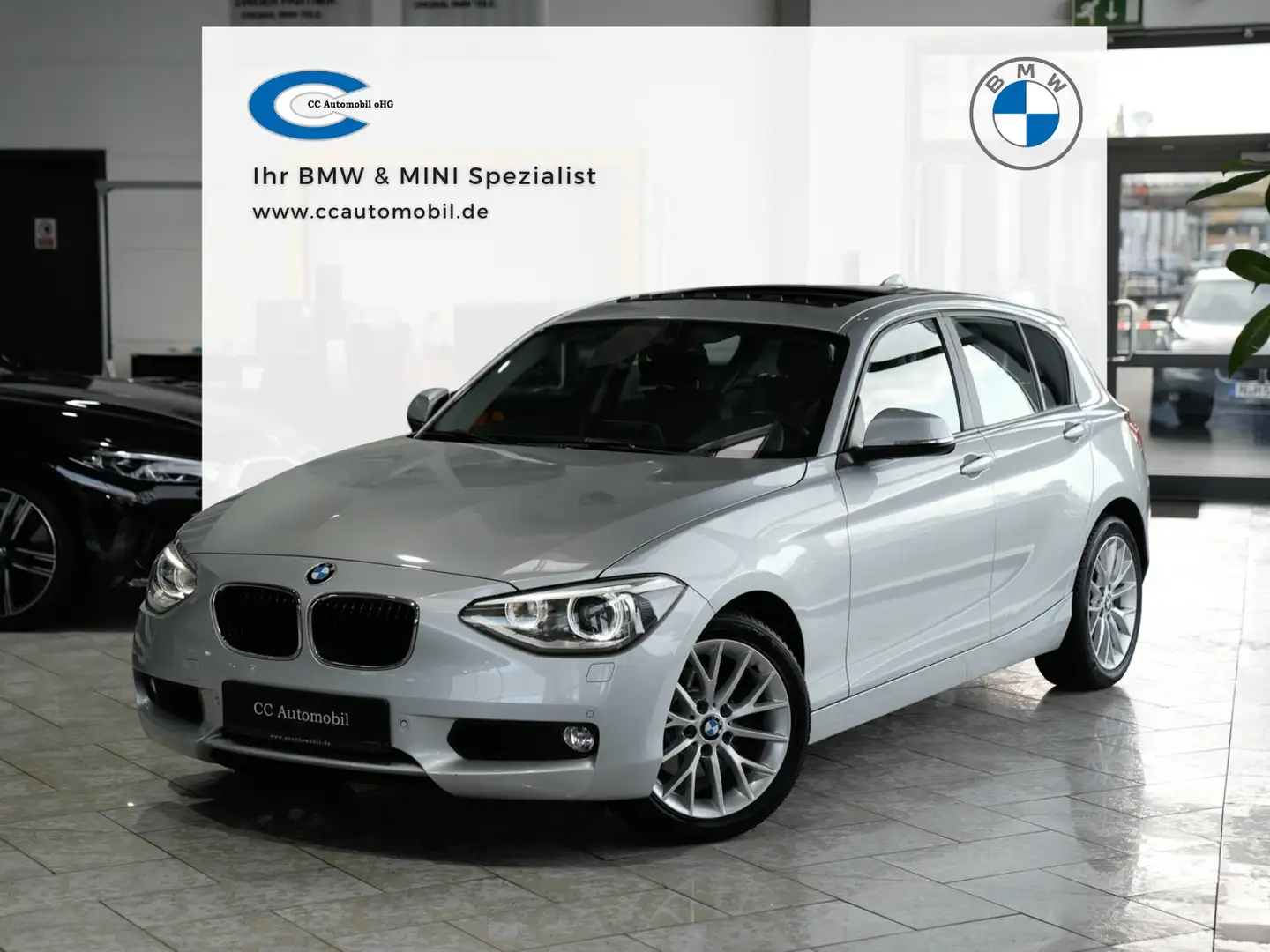 BMW 118 118i Aut. Advantage Leder Glasdach Silber - 1