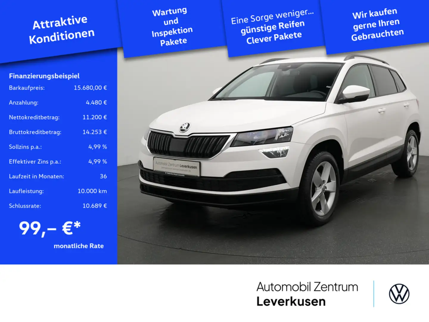 Skoda Karoq Ambition NAVI CARPLAY SHZ PDC Weiß - 1