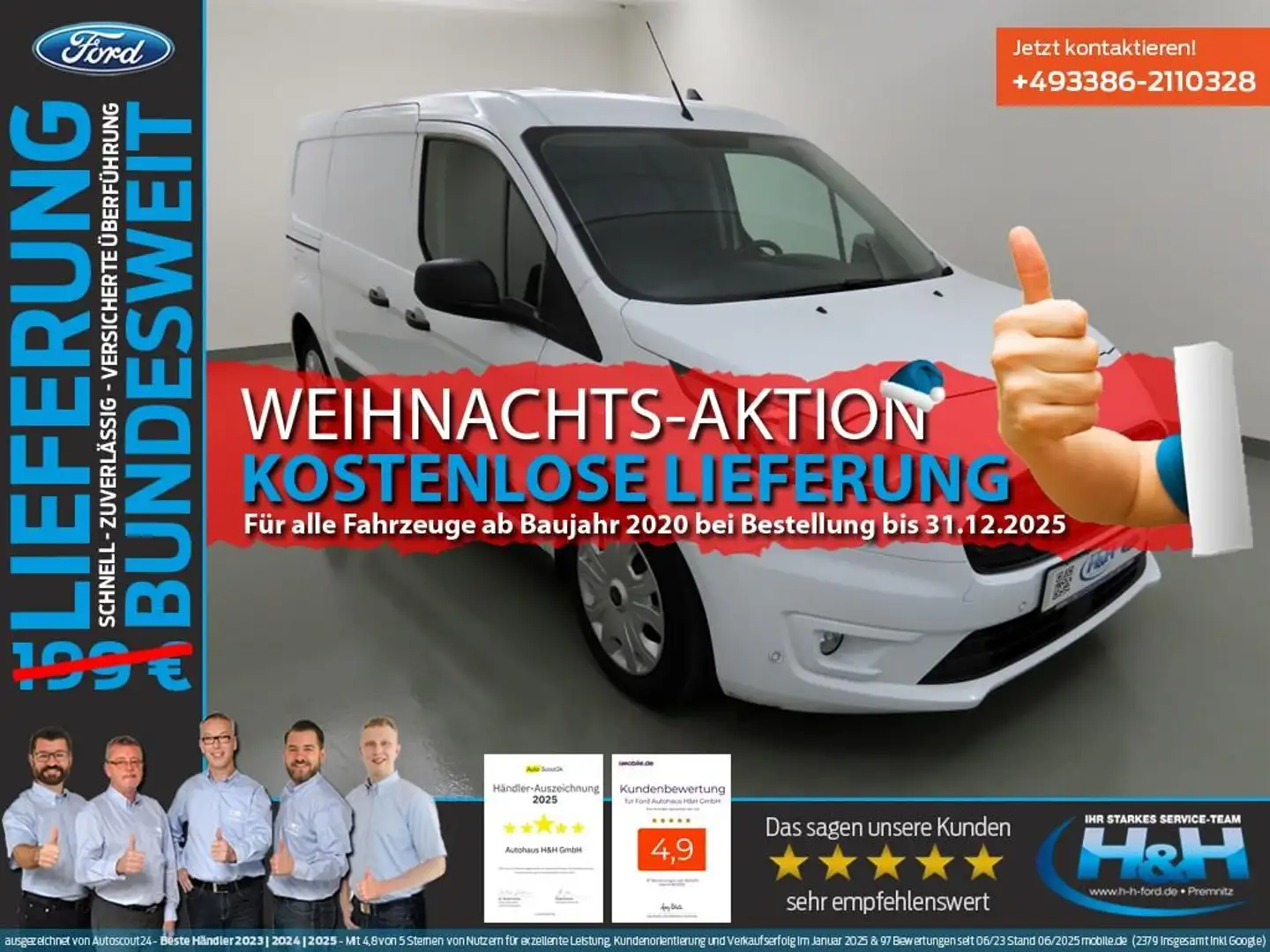 Ford Transit Connect 1.5 Aut L2 Trend PPS+FSH Weiß - 1