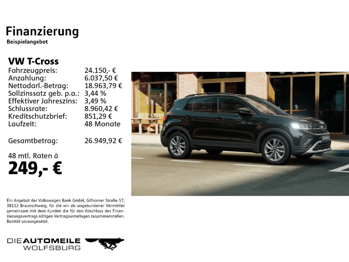 Volkswagen T-Cross 1.0 TSI DSG Goal LED/ACC/AHK Schwarz - 2