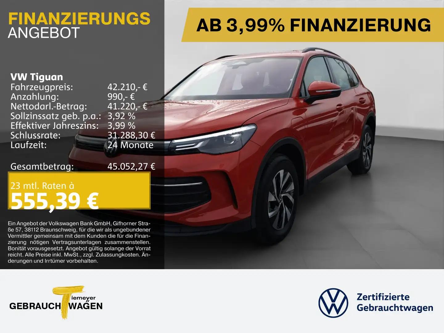 Volkswagen Tiguan 1.5 TSI eHybrid LIFE PANO AHK NAVI KAMERA Rot - 1