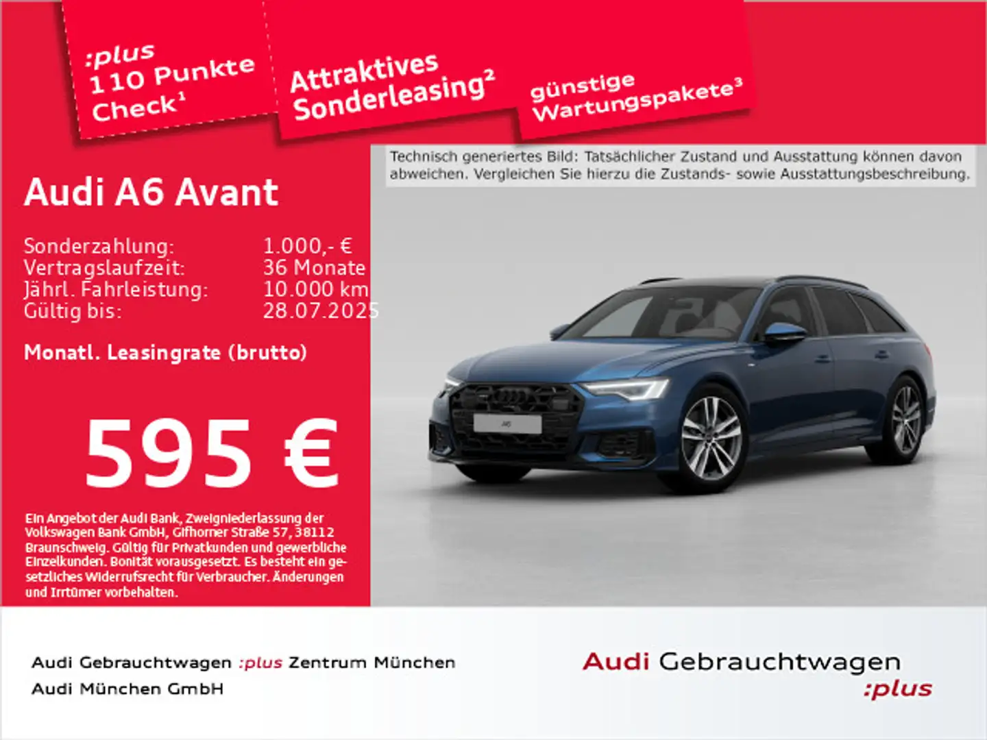 Audi A6 50 TDI qu. tiptr. S line Pano/ACC/AHK Blau - 1