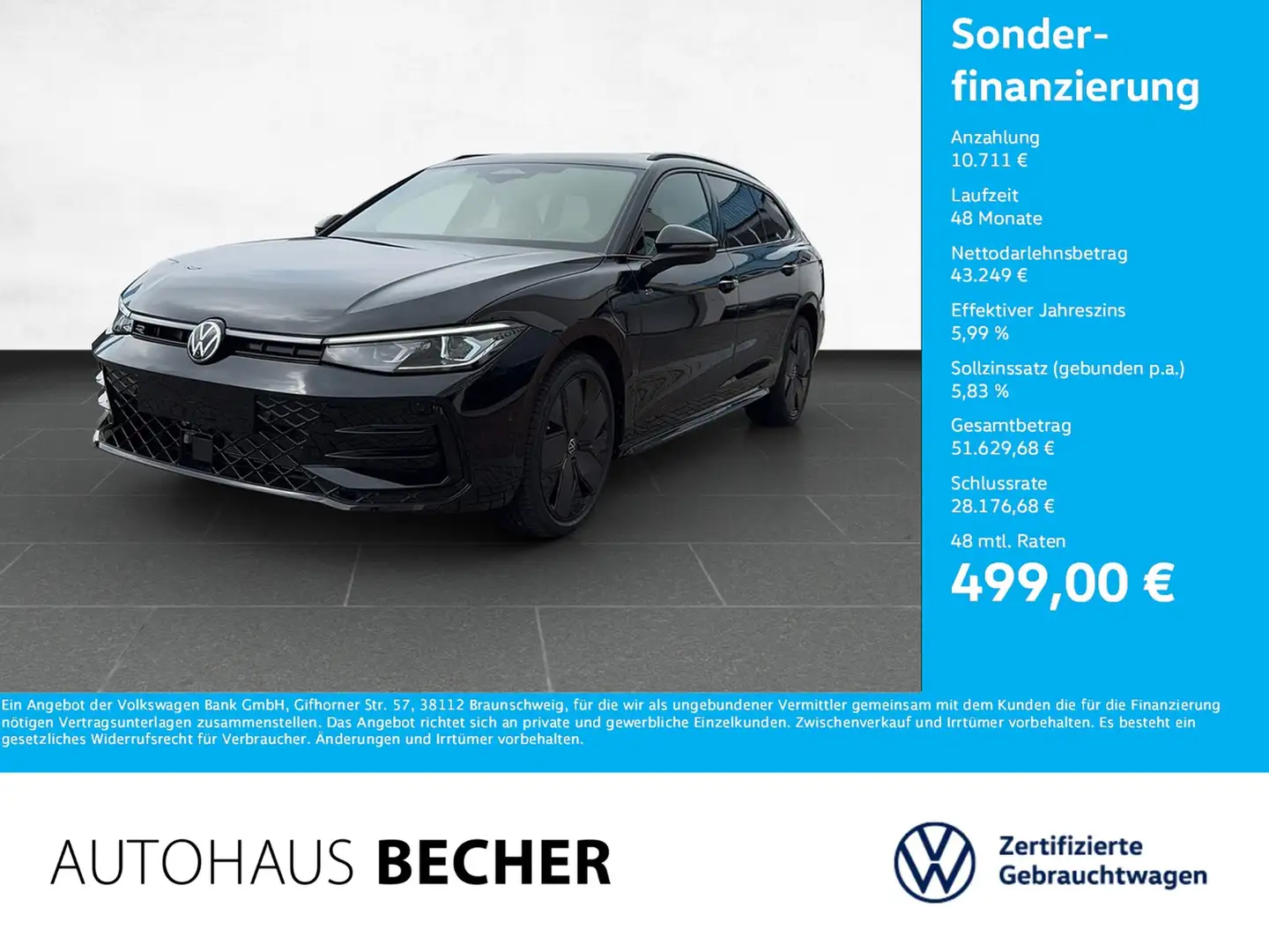 Volkswagen Passat Variant R Line 1.5 eHybrid DSG /AHK/LED Schwarz - 1