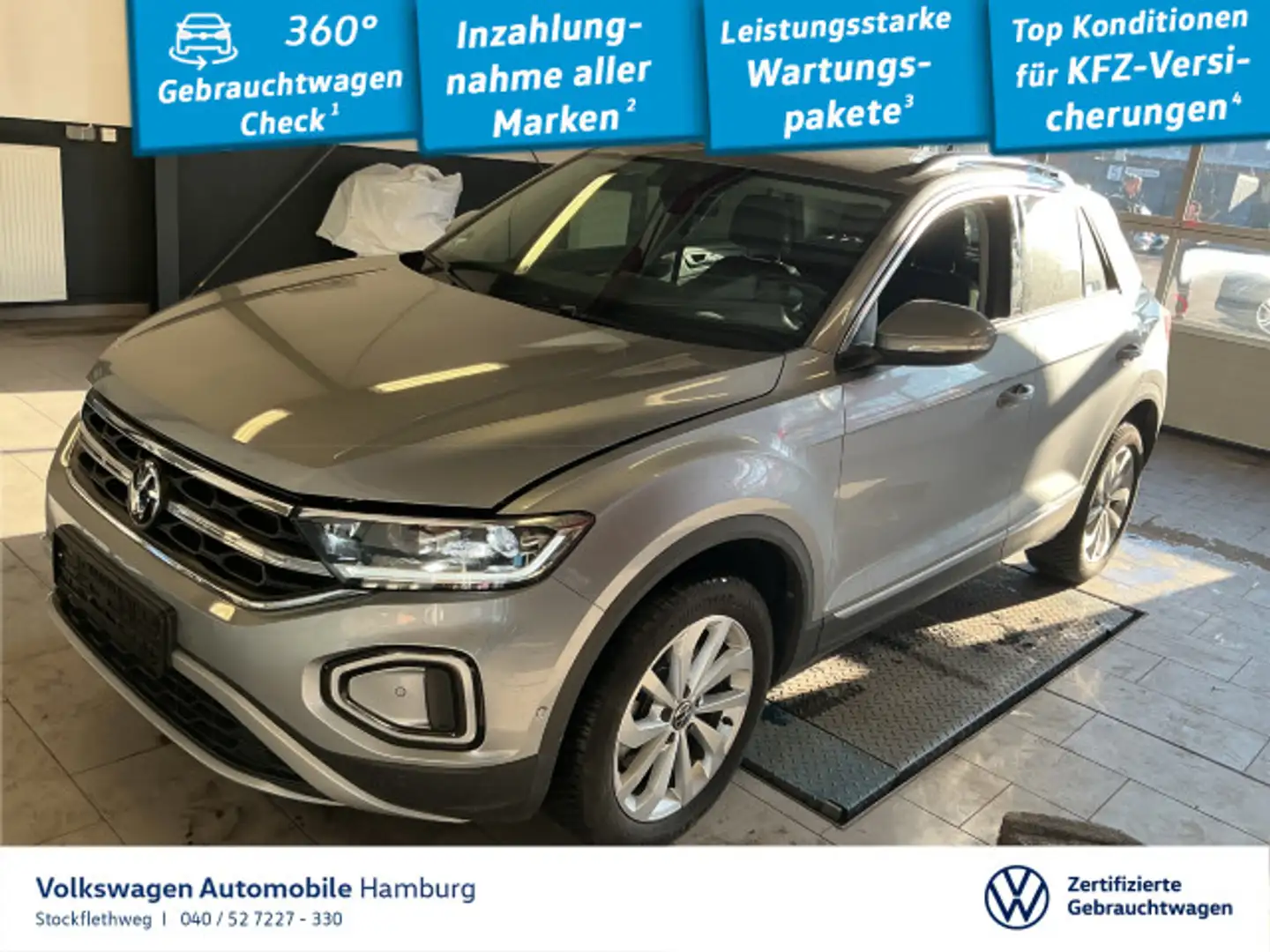 Volkswagen T-Roc 2.0 TDI Style DSG AHK Navi LED ACC CarPlay Silber - 1