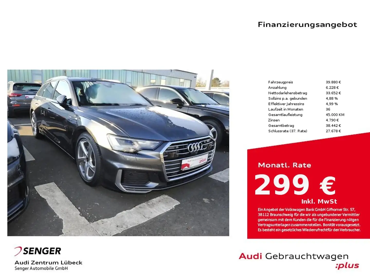 Audi A6 Avant 40 TDI sport Navi S line AHK B&O SHZ Grau - 1
