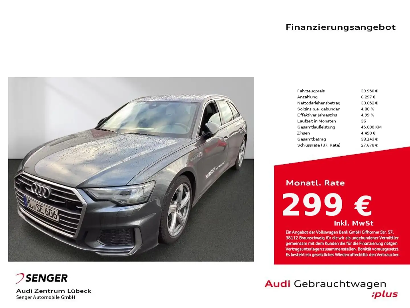 Audi A6 Avant 40 TDI sport S tronic Nav S line AHK B&O Grau - 1