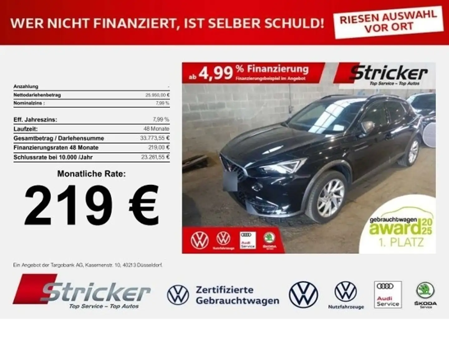 CUPRA Formentor 1.5TSI DSG 219,-ohne Anzahlung Kamera Navi Schwarz - 1