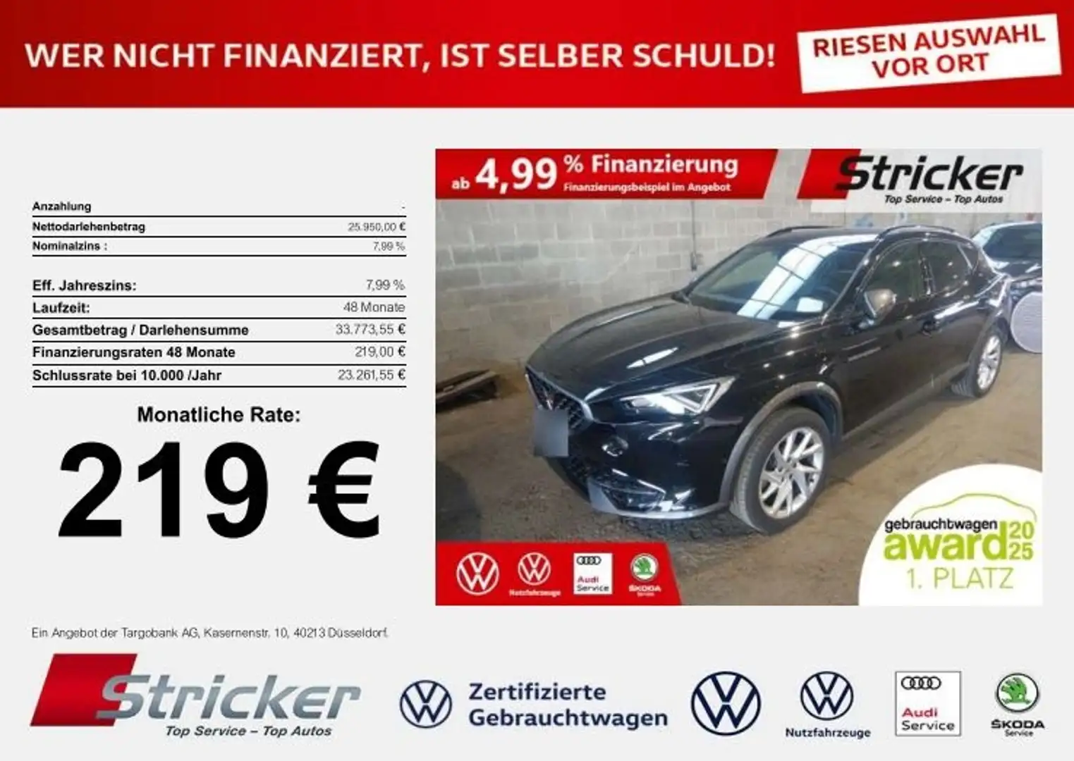 CUPRA Formentor 1.5TSI DSG 219,-ohne Anzahlung Kamera Navi Schwarz - 2