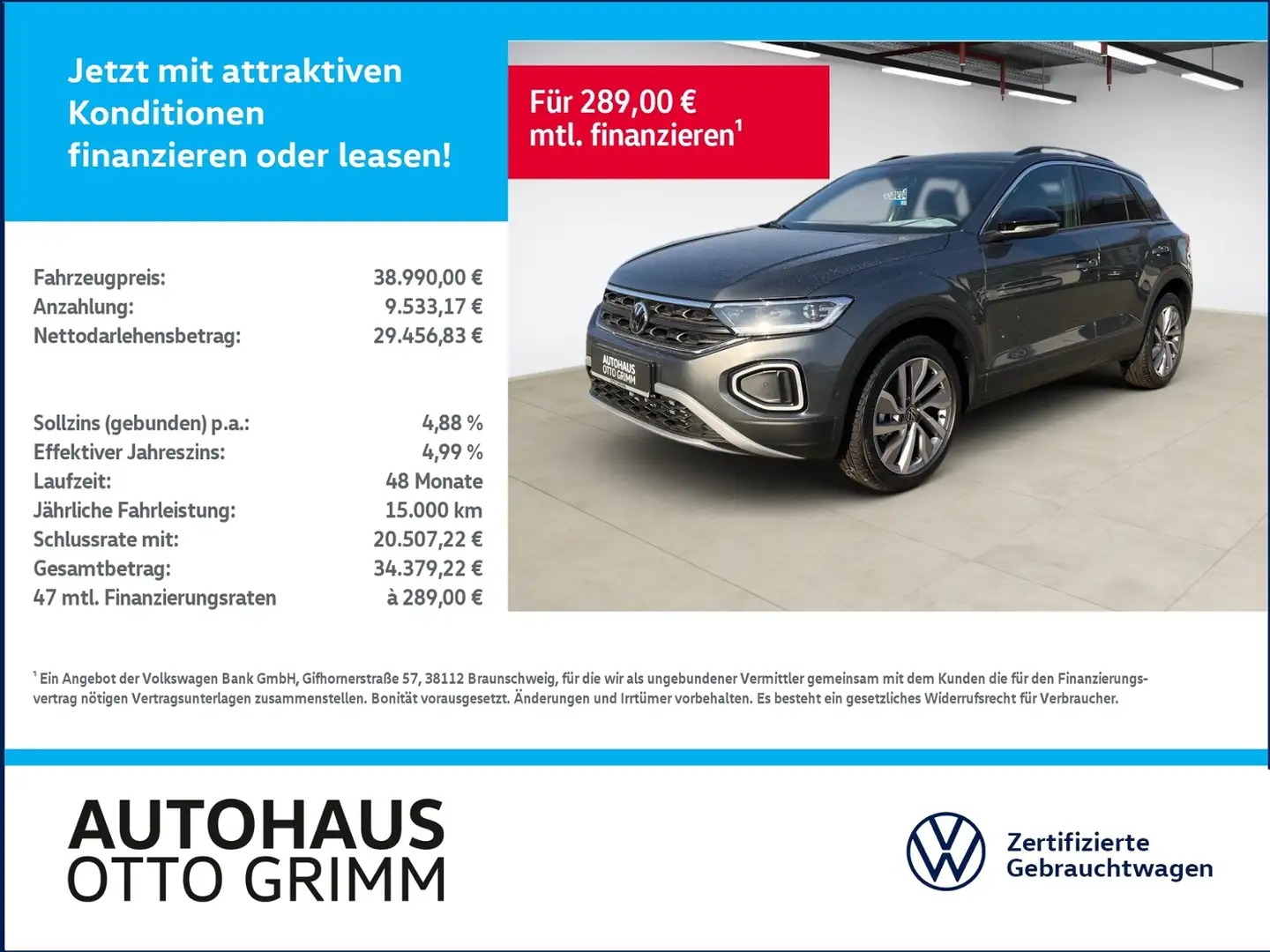 Volkswagen T-Roc 1.5 TSI Goal DSG AHK Grau - 1