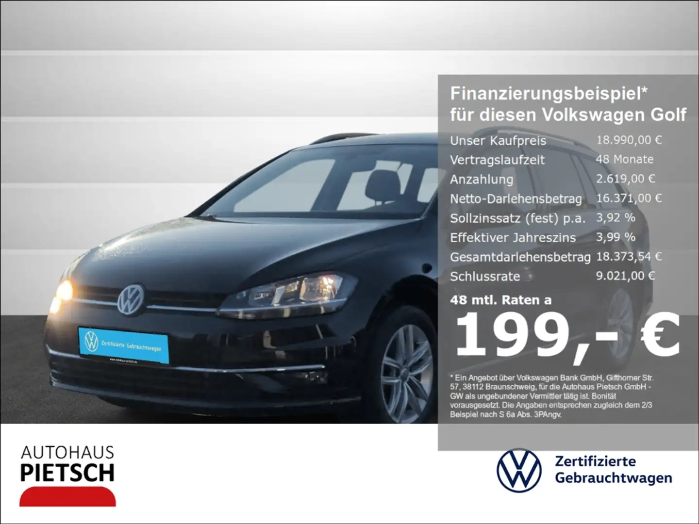 Volkswagen Golf Variant VII 2.0 TDI Comfortline AHK ACC Schwarz - 1