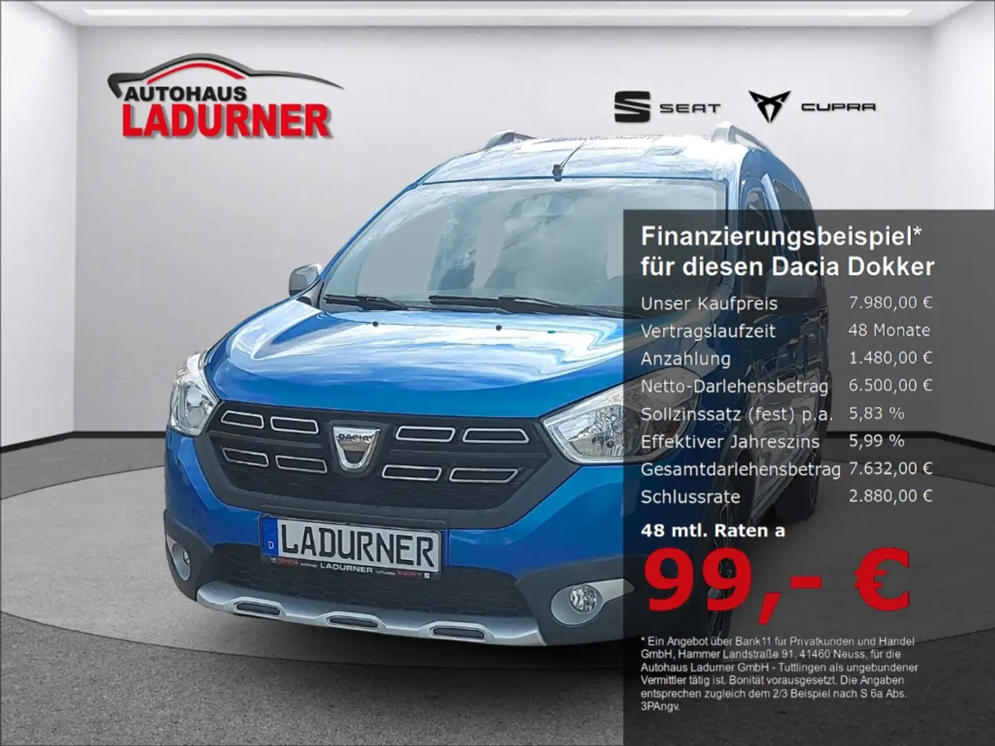 Dacia Dokker Stepway 1.2 TCe *Navi DAB SHZ Tempomat PDC limiter Blau - 1