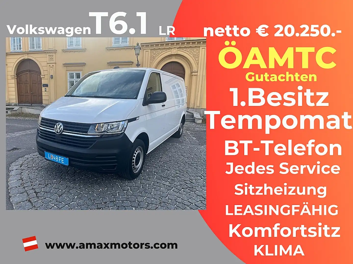 Volkswagen T6 Transporter T6.1 Kombi Transporter LR  Flügel Tempomat K... Bianco - 1