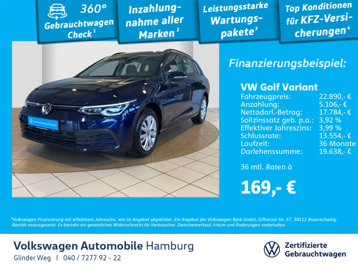 Volkswagen Golf Variant Golf VIII Variant 1.5 eTSI Life DSG Navi LED ACC Bleu - 1