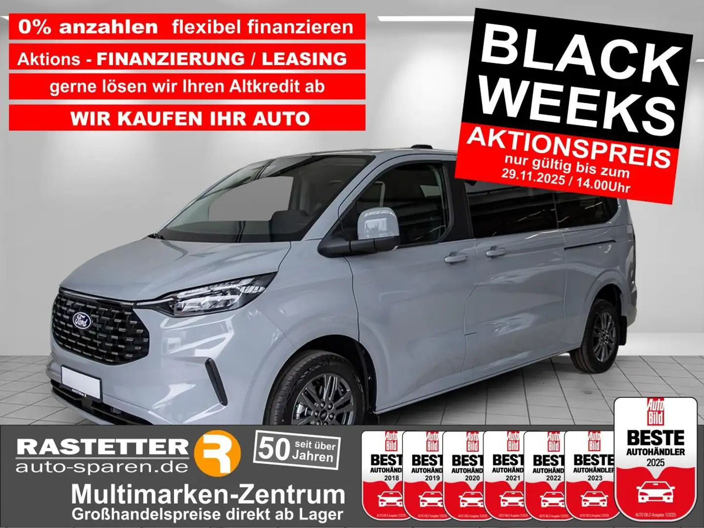 Ford Tourneo Custom L2 Titanium 8S 5Jahre+Leder+Navi+virtCP+Kamera+SHZ Gris - 1