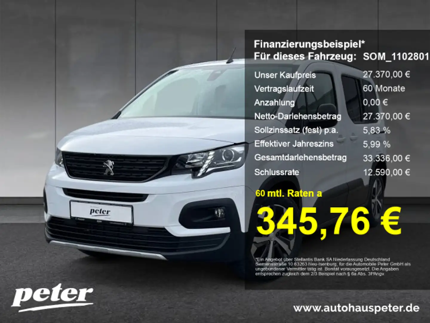 Peugeot Rifter e-Rifter 136PS GT L1 +SHZ+11KW OBC+Navi Weiß - 1