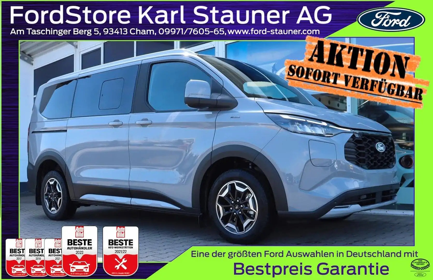 Ford Tourneo Custom Active PHEV 340/L1 0,99 % FIN* Grau - 1