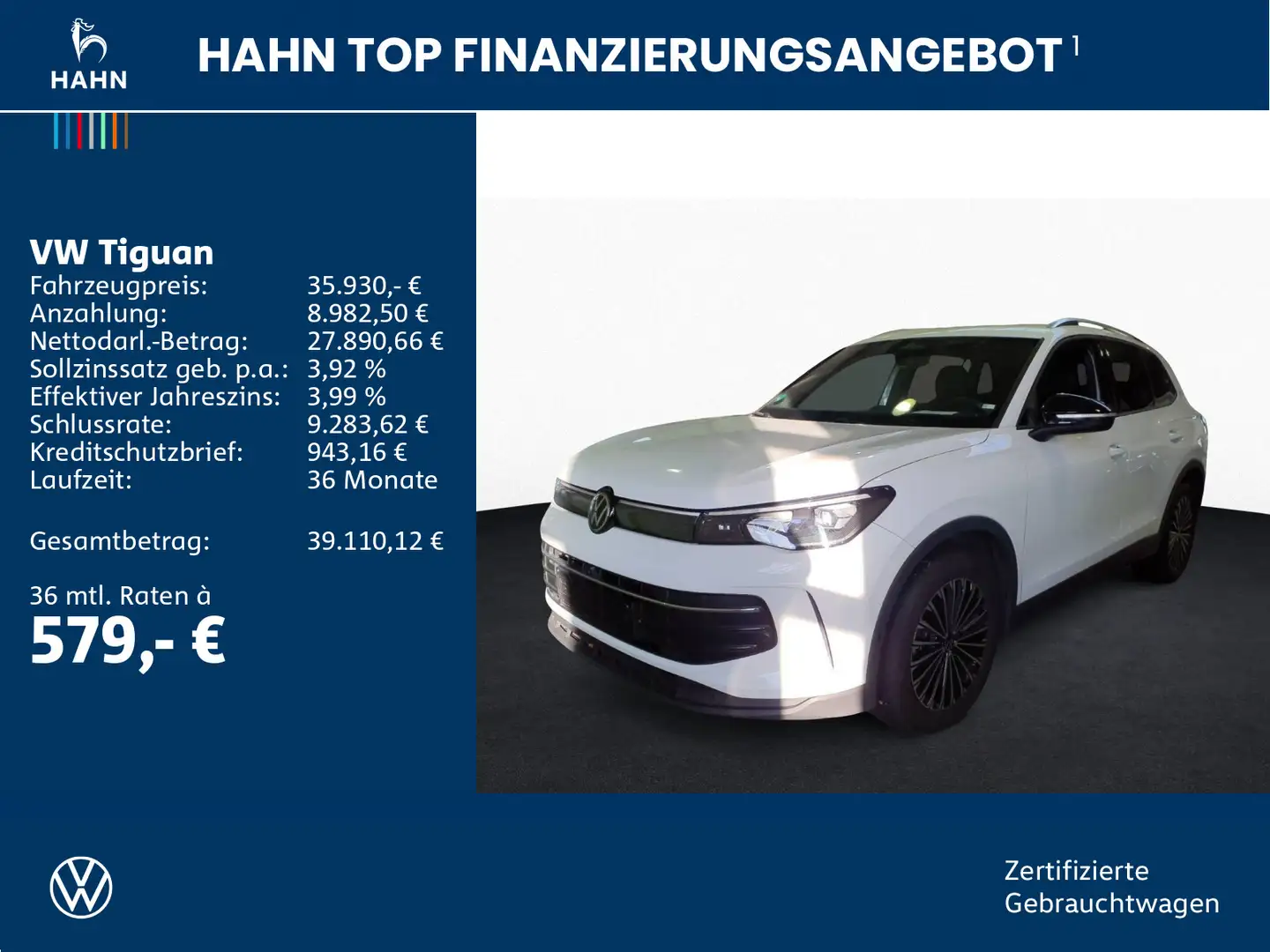 Volkswagen Tiguan 1.5eTSI DSG Goal 360° ACC AHK Matrix Navi Weiß - 2
