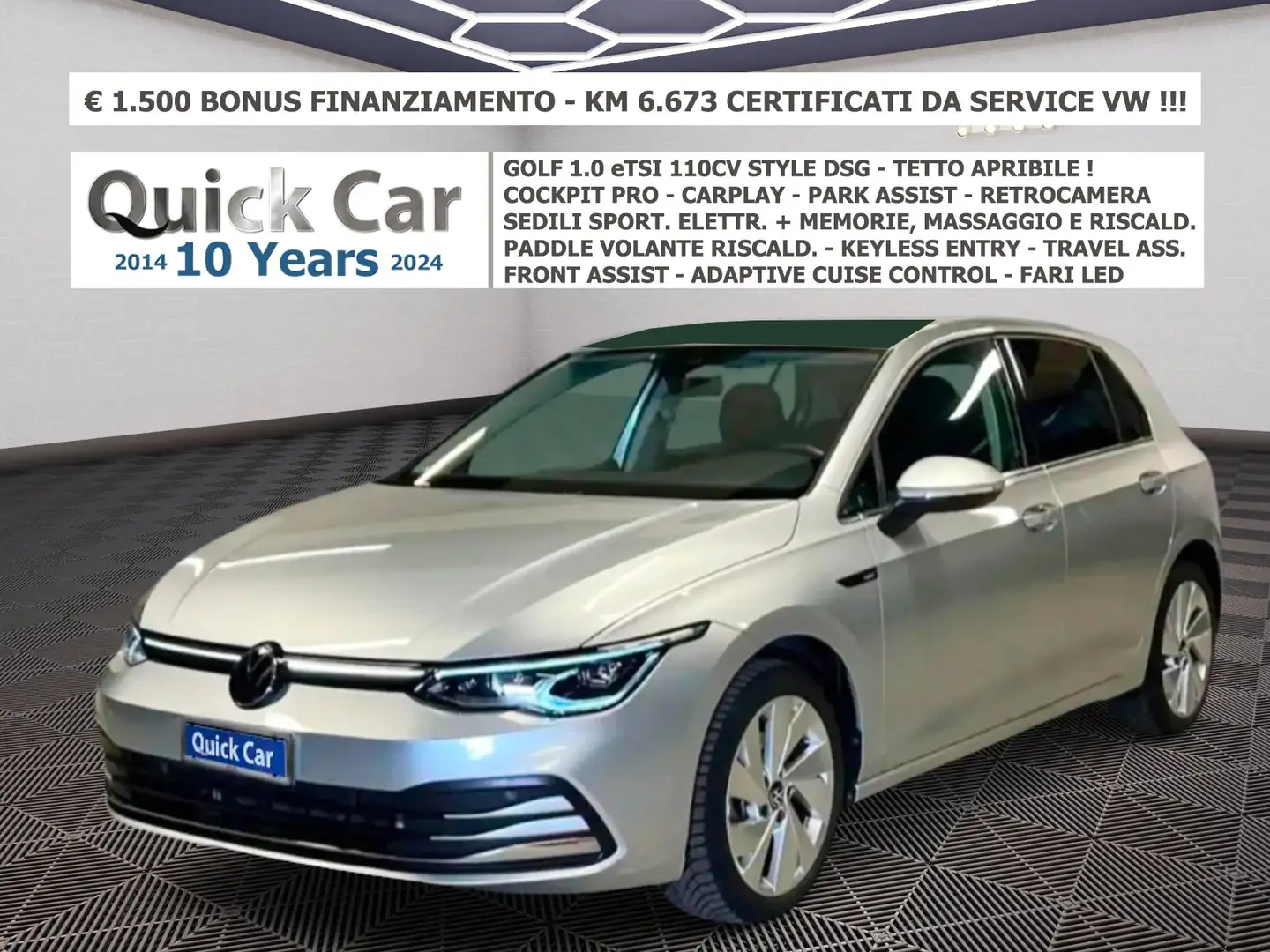 Volkswagen Golf 1.0 STYLE CARPLAY,TETTO,GARANZIA 08/28,KM  6.673 ! Argento - 1