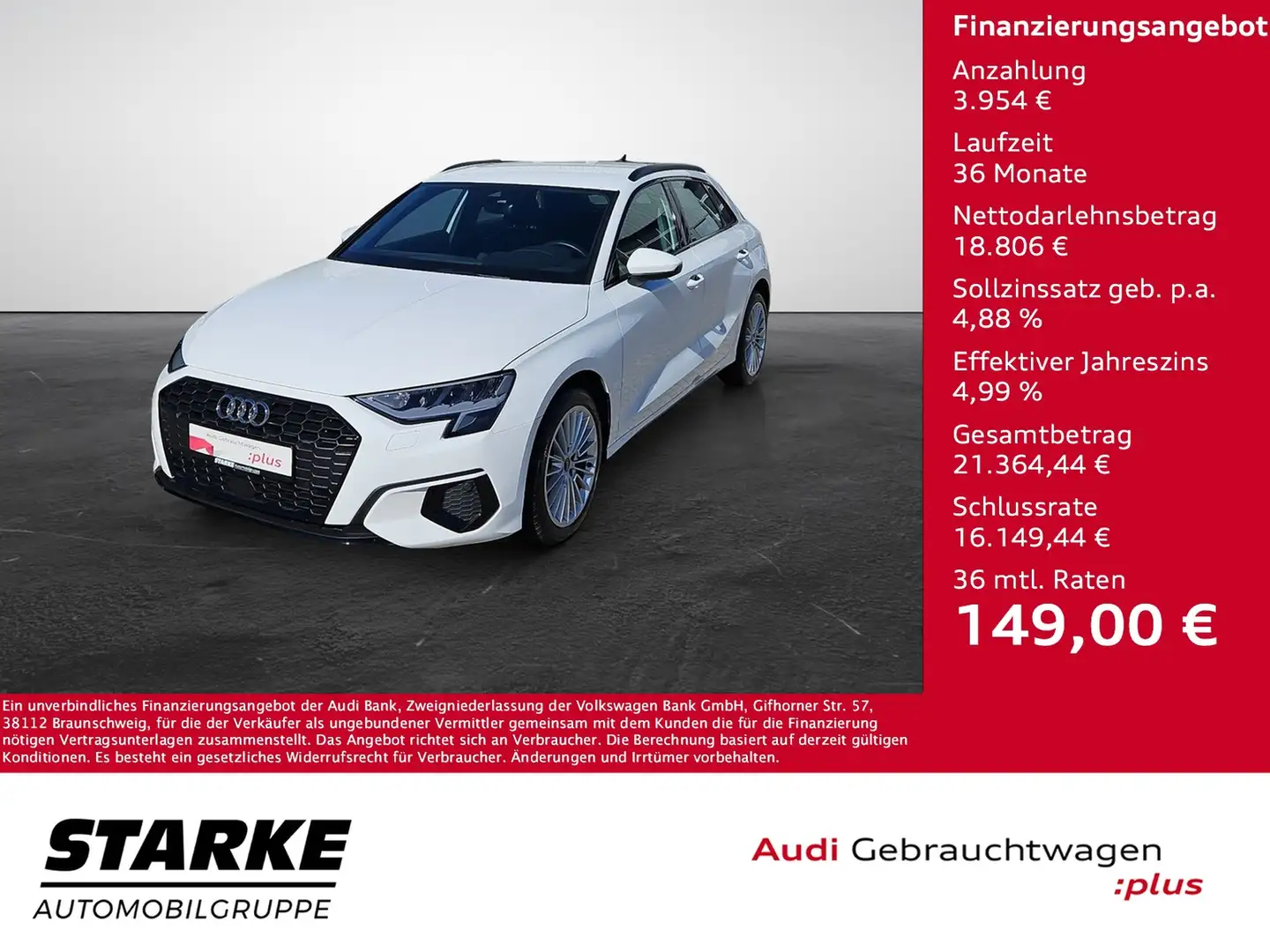 Audi A3 Sportback 30 TFSI advanced NaviPlus SHZ APS GJR... Bianco - 1