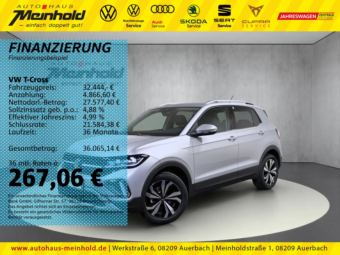 Volkswagen T-Cross 1.0 TSI DSG Style, IQ.DRIVE, Kamera, AHK Silber - 1