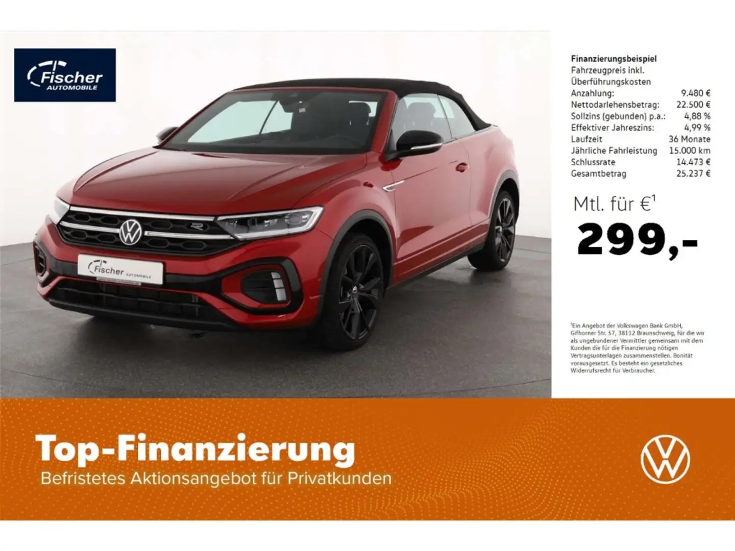 Volkswagen T-Roc Cabriolet 1.5 TSI R-Line Black Style Rot - 1