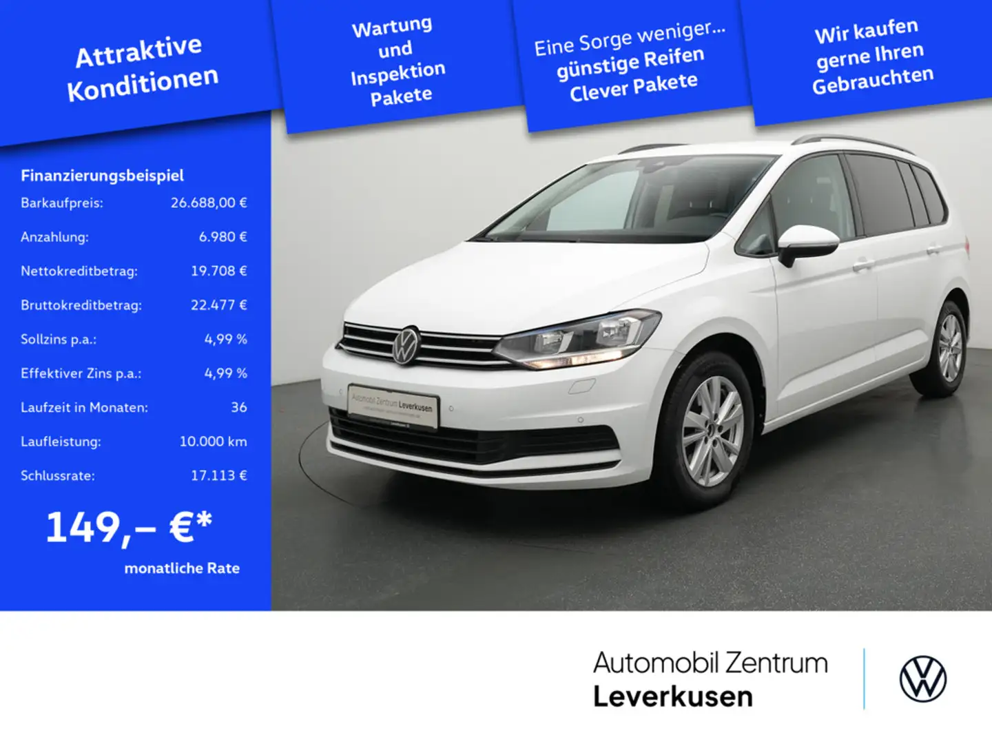 Volkswagen Touran Comfortline DSG AHK ACC NAVI VIRT KAM Weiß - 1